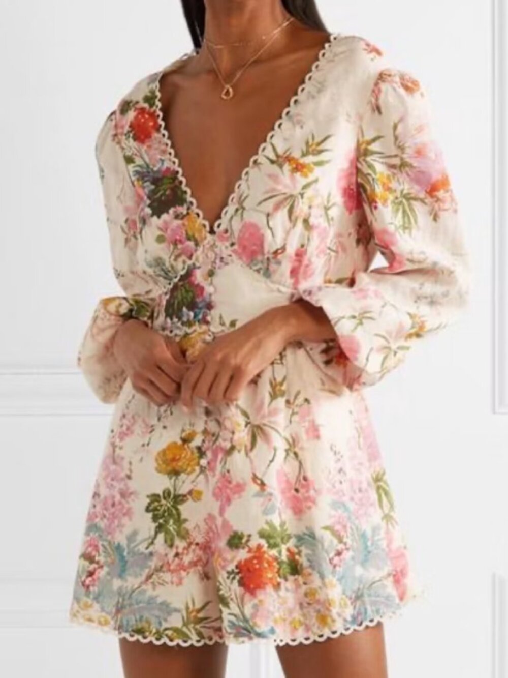 Zimmermann Heathers Floral Linen Playsuit Size 0